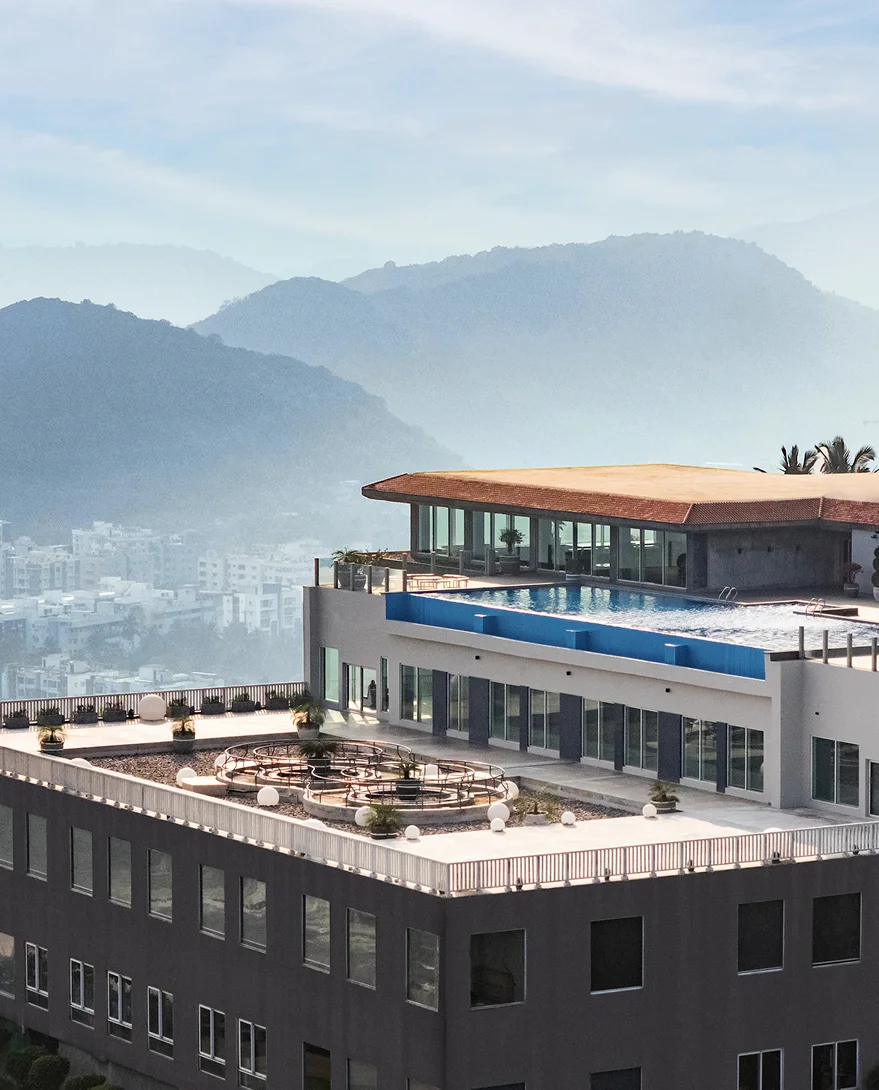 Resort buildings with infinity pool