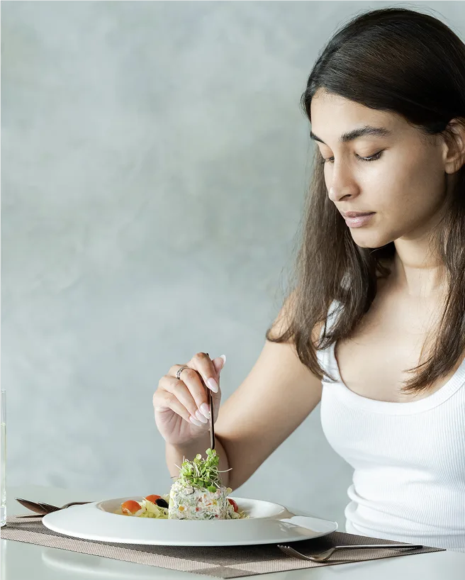 Guest enjoying healing meal